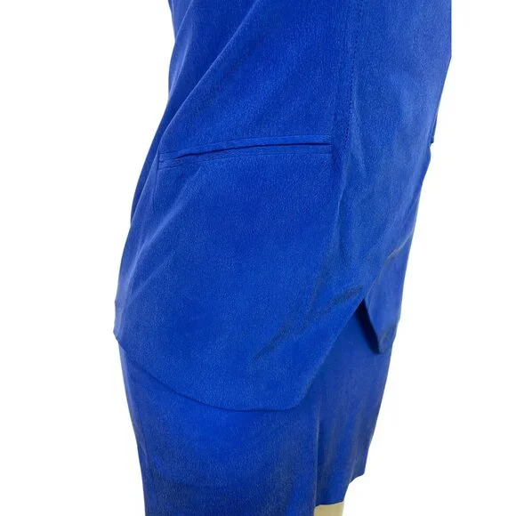 YL Women's Royal Blue Short Sleeve Dress W/ Back Zipper Elegant Design Size 4P - Picture 6 of 10